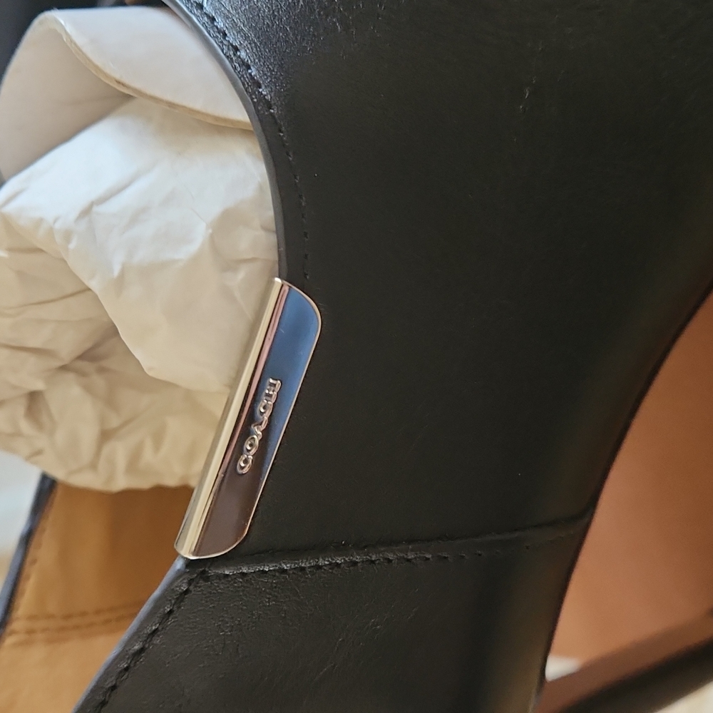 NWT IOB Coach Black Seneca Glazed Leather Shoe Boot Size 8M - Picture 3 of 15